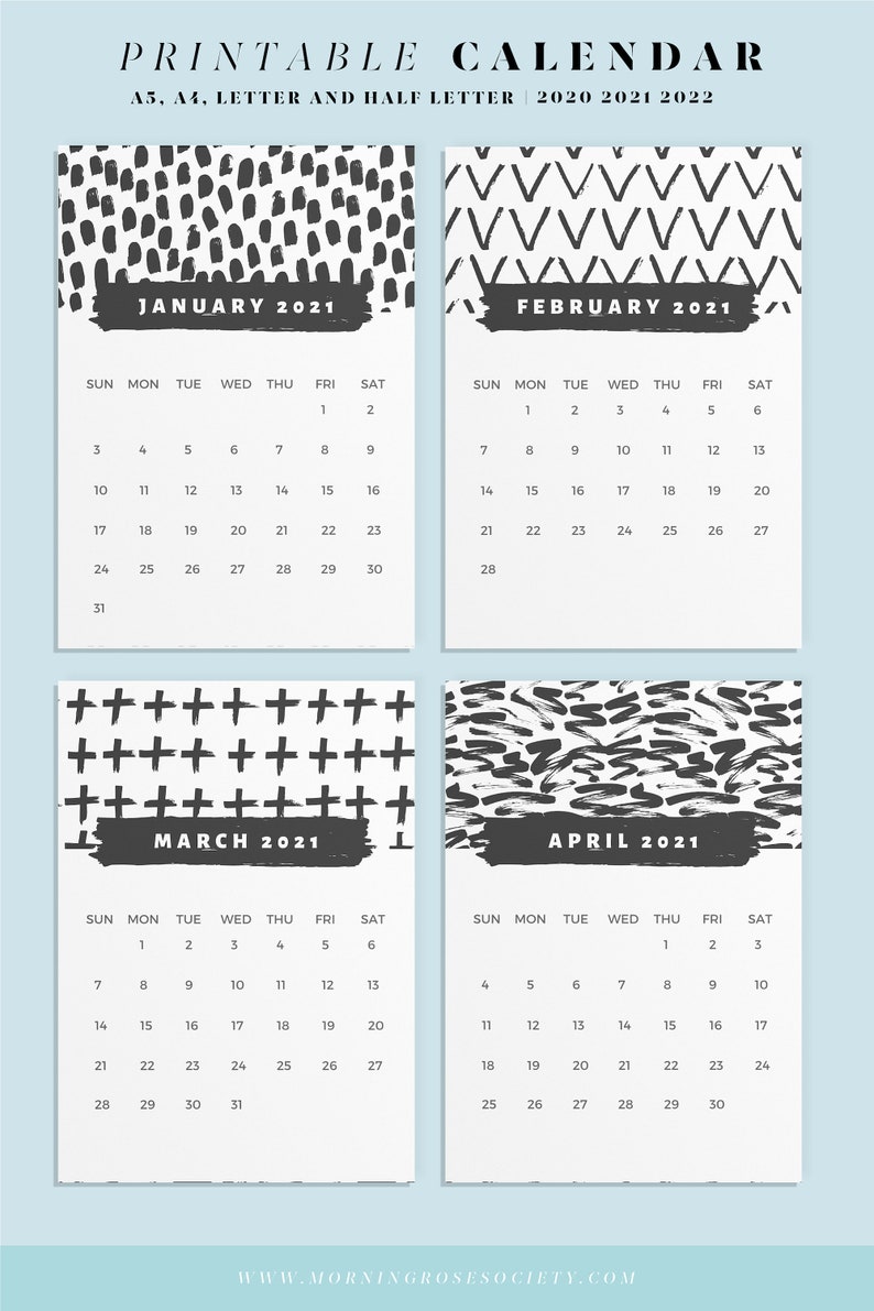 2020 2021 2022 printable calendar minimalist calendar a4