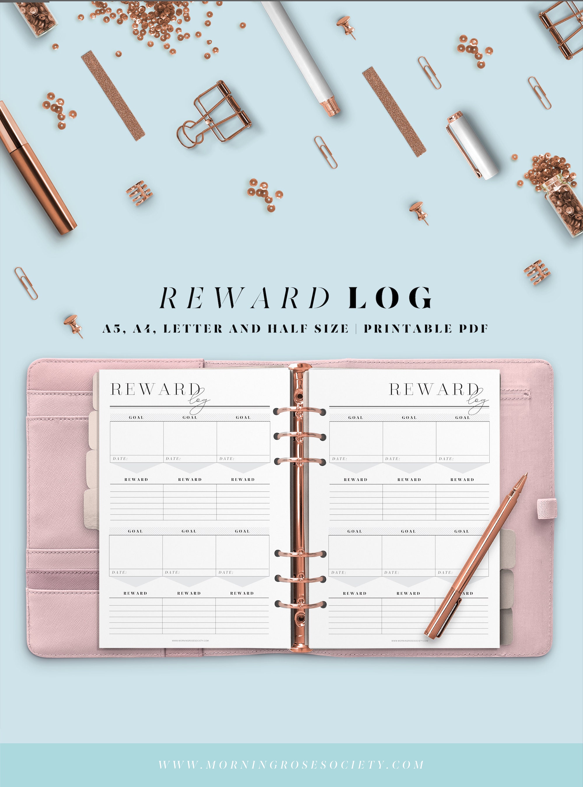 Printable Rewards Tracker. A4, A5, Letter and Half Letter Size Inserts ...