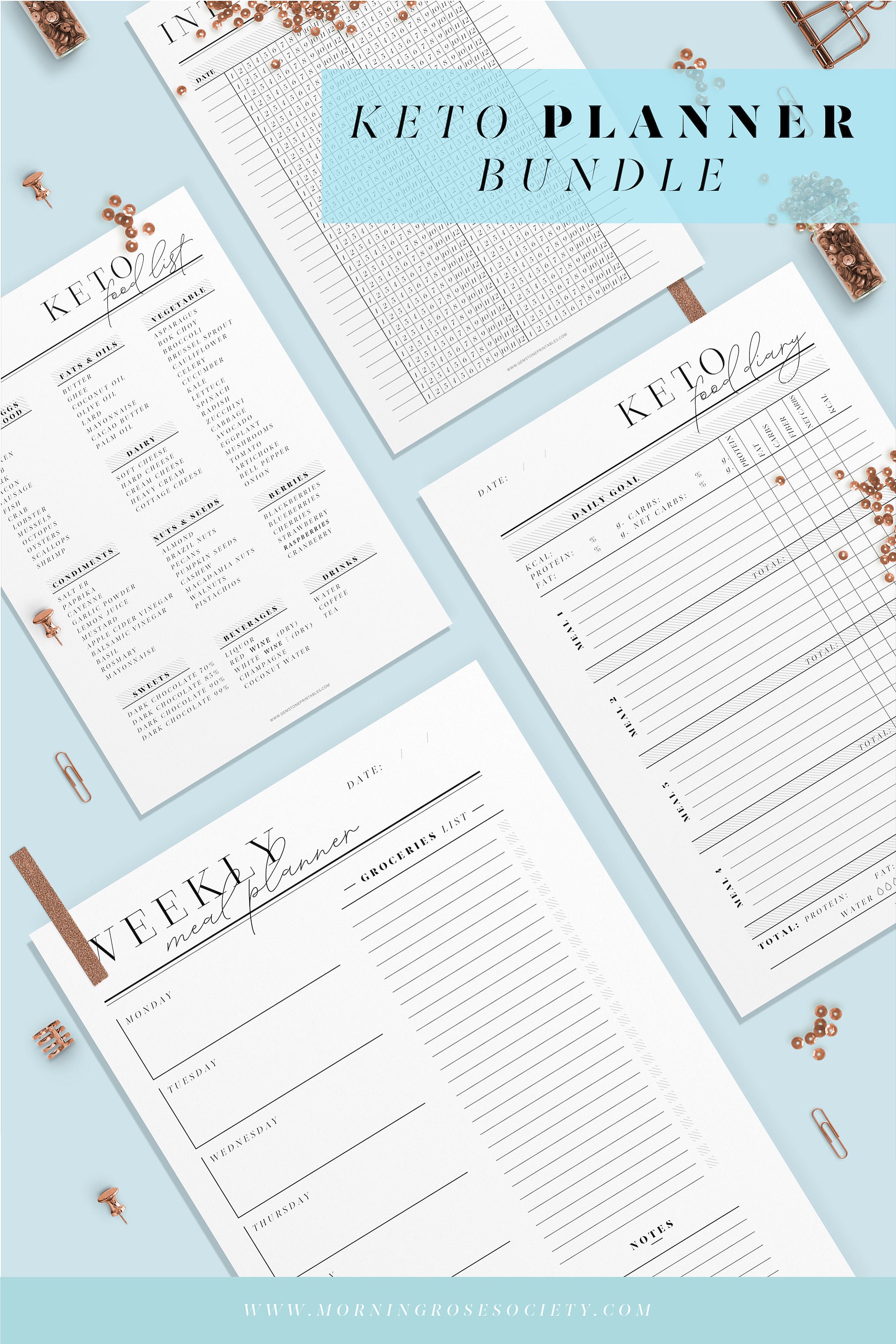 Keto Diet Journal Printable Planner. Keto Tracker. Intermittent Fasting ...
