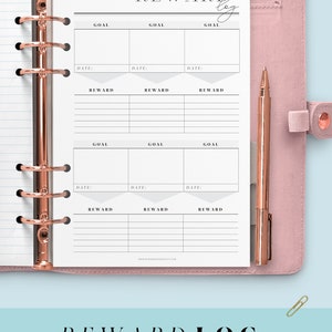 Printable Rewards Tracker. A4, A5, Letter and Half Letter Size Inserts ...