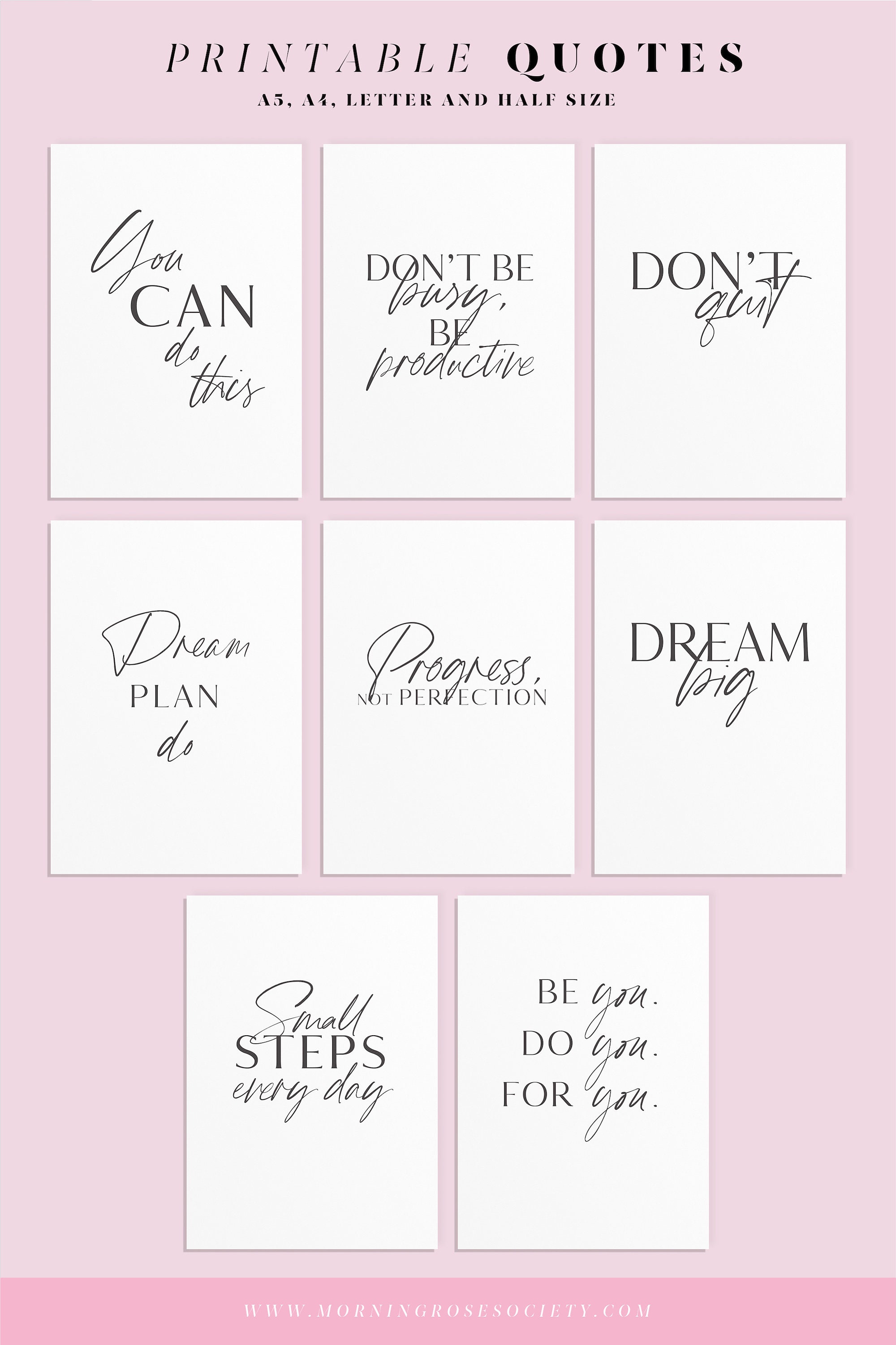 A5 Planner Dashboard Printable. Set of 8 Motivational Quotes. A4, A5 ...