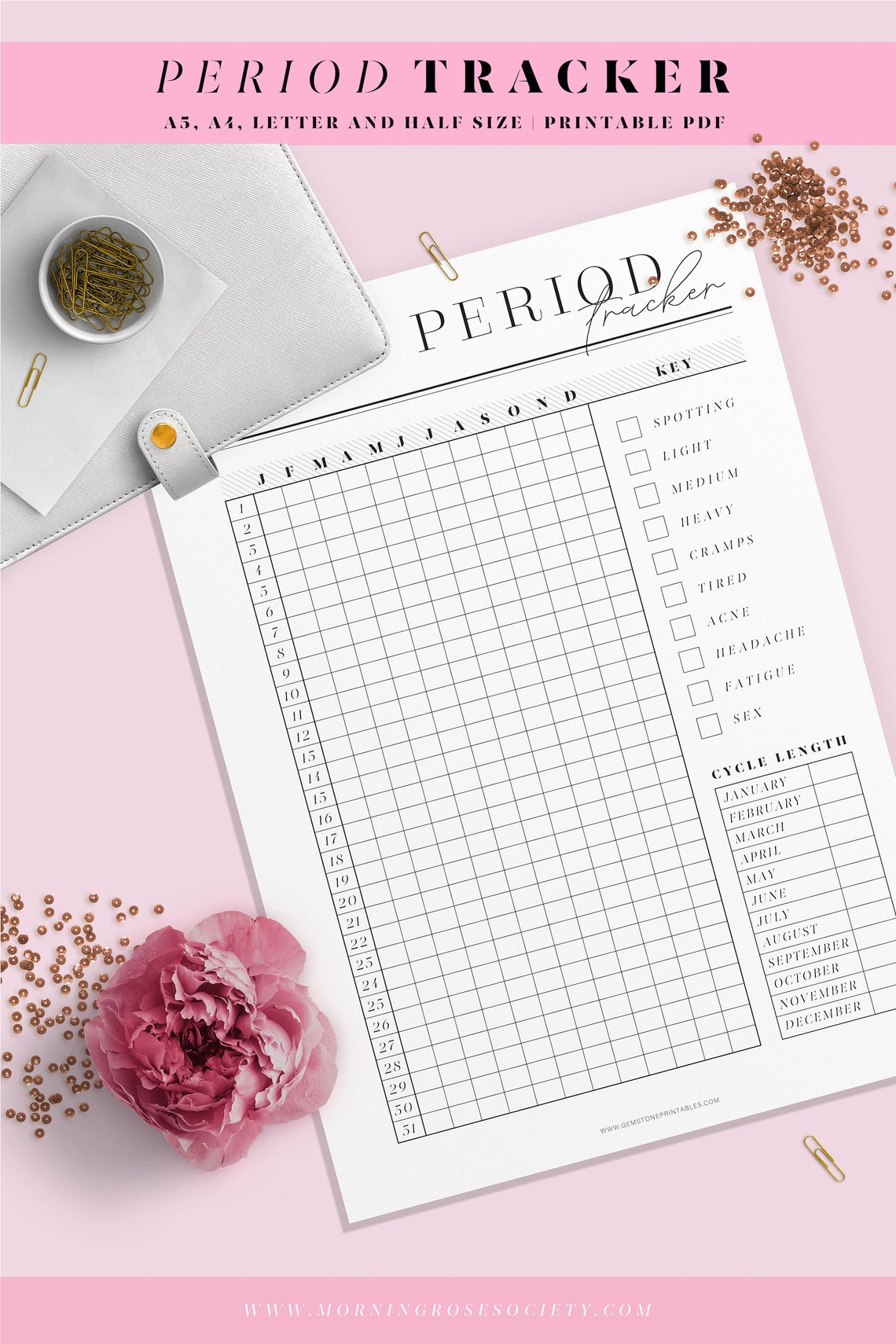 Period Tracker Printable Template. Symptom and Mood Tracker. A4, A5 ...