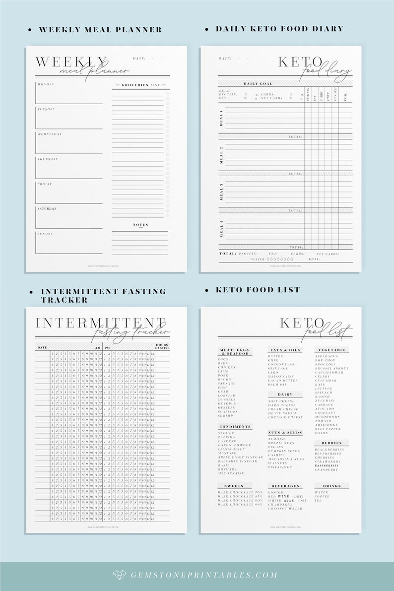 keto diet journal printable planner keto tracker etsy