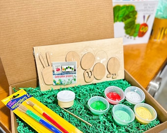 DIY Caterpillar kids craft, paint your own wood piece, kids craft activity, diy kids craft kit, party kits free shipping