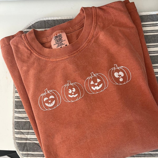 Camisa de calabaza, camiseta de calabaza, camiseta de calabaza de vinilo 3D, fiesta de Halloween, camisa de Halloween, camisa de otoño, manga larga de colores cómodos, vinilo puff
