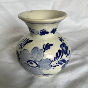 Vintage Delft Blue Hand-Painted Vase - Made in Holland