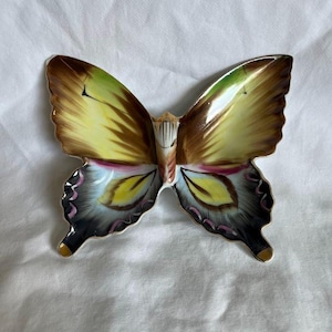 Vintage Porcelain Butterfly Dish | Hand Painted Trinket Dish | Made in Japan | #46608 | Small Chip | Mid-Century Collectible