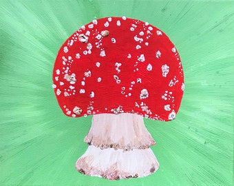 Fly Agaric No.1 Amanita Muscaria Mushroom Original Painting ATC