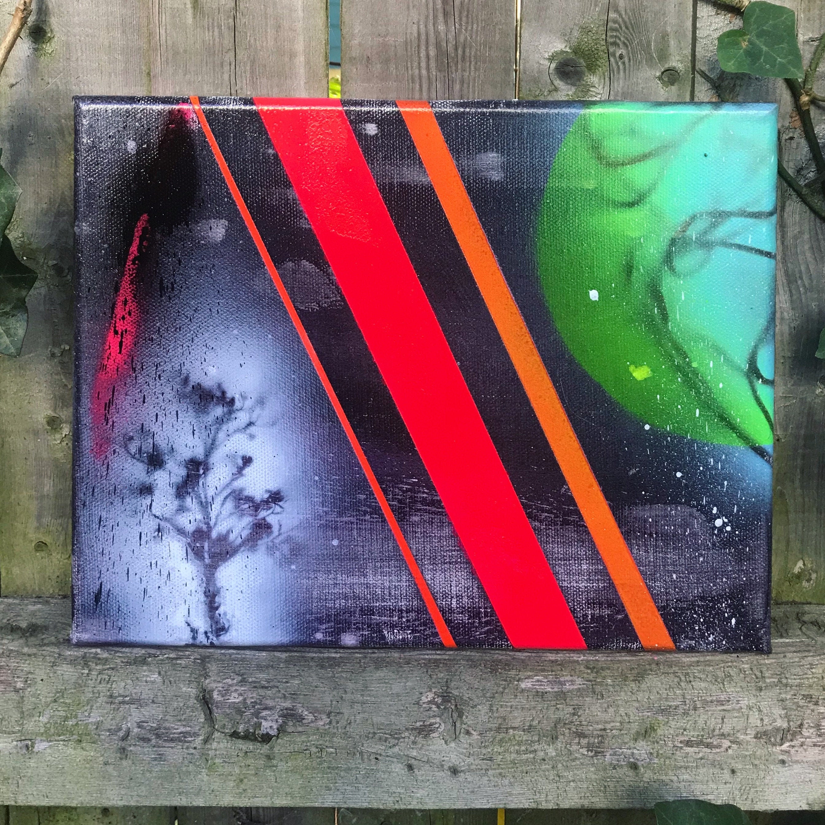 Bright Stripes No. 3 8x10 canvas acrylics spray Etsy