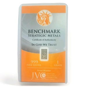 1 Grain .999 Fine Silver Bullion Bar