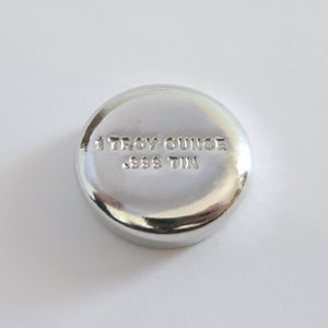 1 Troy Ounce .999 Fine Tin Bullion Round - Hand Poured - Hand Stamped - GRIMM METALS