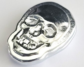 Small Skull - 2 Troy Ounce .999 Fine Zinc Art Bar