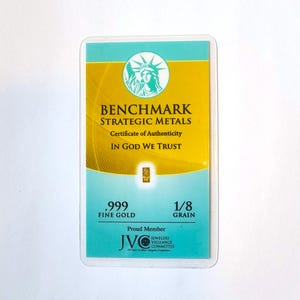 1/120 Gram .999 Fine 24k Gold Bullion Bar - In Assay Card