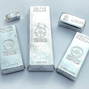 Full Set - Hand Poured .999 Fine Indium Bullion Bars - Grimm Metals