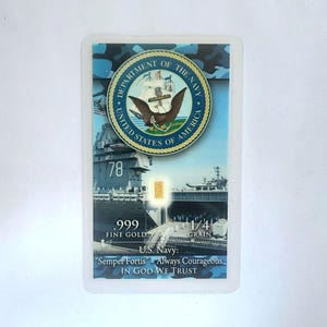 Marineblauw - 1/4 korrel .999 fijn 24-karaats goud op COA-kaart
