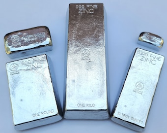 Full Set - Hand Poured .999 Fine Zinc Bullion Bars - Grimm Metals