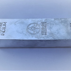 Lingote de indio fino de 1 kilo, 0,999 quilates, vertido y estampado a mano - Grimm Metals