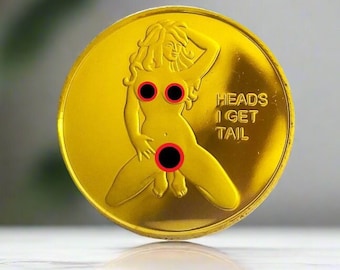 Heads or Tails Sexy Girl Novelty Flipping Coin - Gold Color