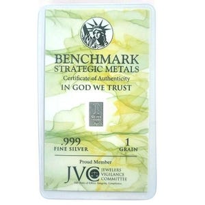 1 Grain .999 Fine Silver Bullion Bar