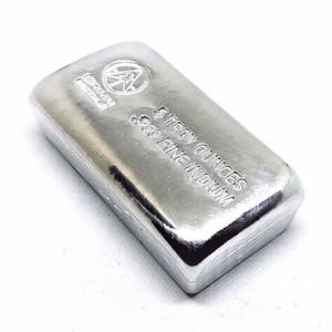 5 Troy Ounce .999 Fine Indium Bullion Bar - Hand Poured - Hand Stamped - Grimm Metals
