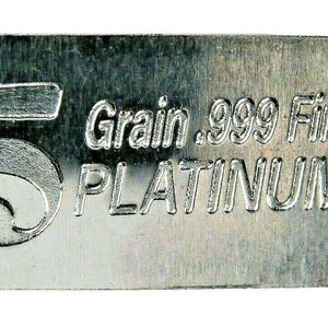 5 Grain .999 Fine Platinum Bullion Bar