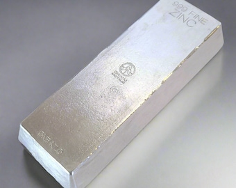 1 Kilo .999 Fine Zinc Bullion Stacker Bar - Hand Poured - Hand Stamped - GRIMM METALS