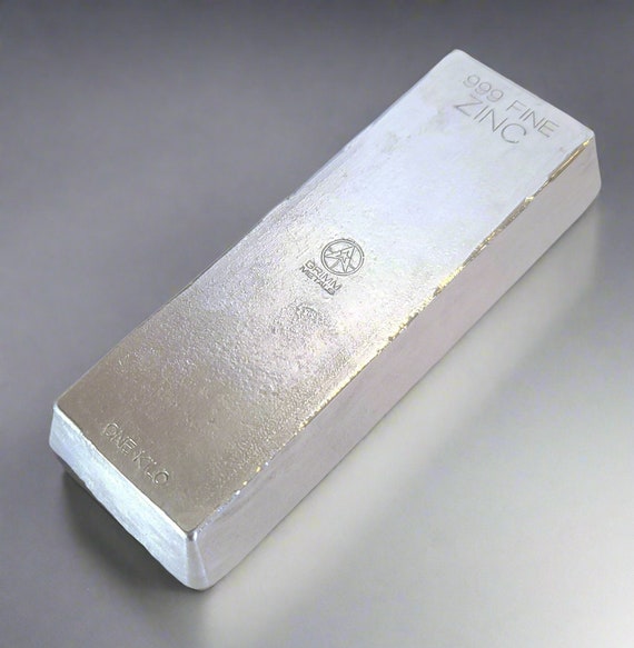 1 Kilo .999 Fine Zinc Bullion Stacker Bar - Hand Poured - Hand