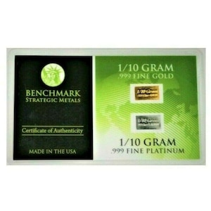 Combination - Platinum & Gold - 1/10th Gram  .999 Fine Bullion Bars - in COA