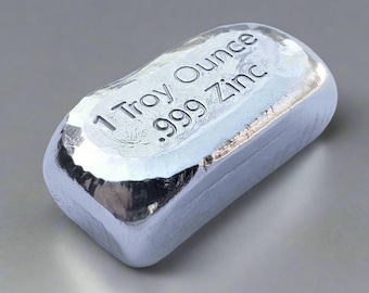 1 Troy Ounce .999 Fine Zinc Bullion Bar - No Logo