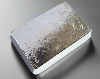 1 Pound .999 Fine Zinc Bullion Stacker Bar - Hand Poured - Hand Stamped - GRIMM METALS
