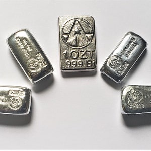 Zestaw kolekcjonerski 5 sztuk o wadze 1 uncji trojańskiej - .999 Fine Cynk - Ołów - Cyna - Bizmut - Ind