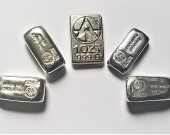 1 Troy Ounce 5 Piece Collectors Set - .999 Fine Zinc - Lead - Tin - Bismuth - Indium