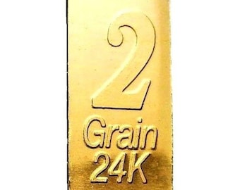 2 Grain .9999 Fine 24k Gold Bullion Bar