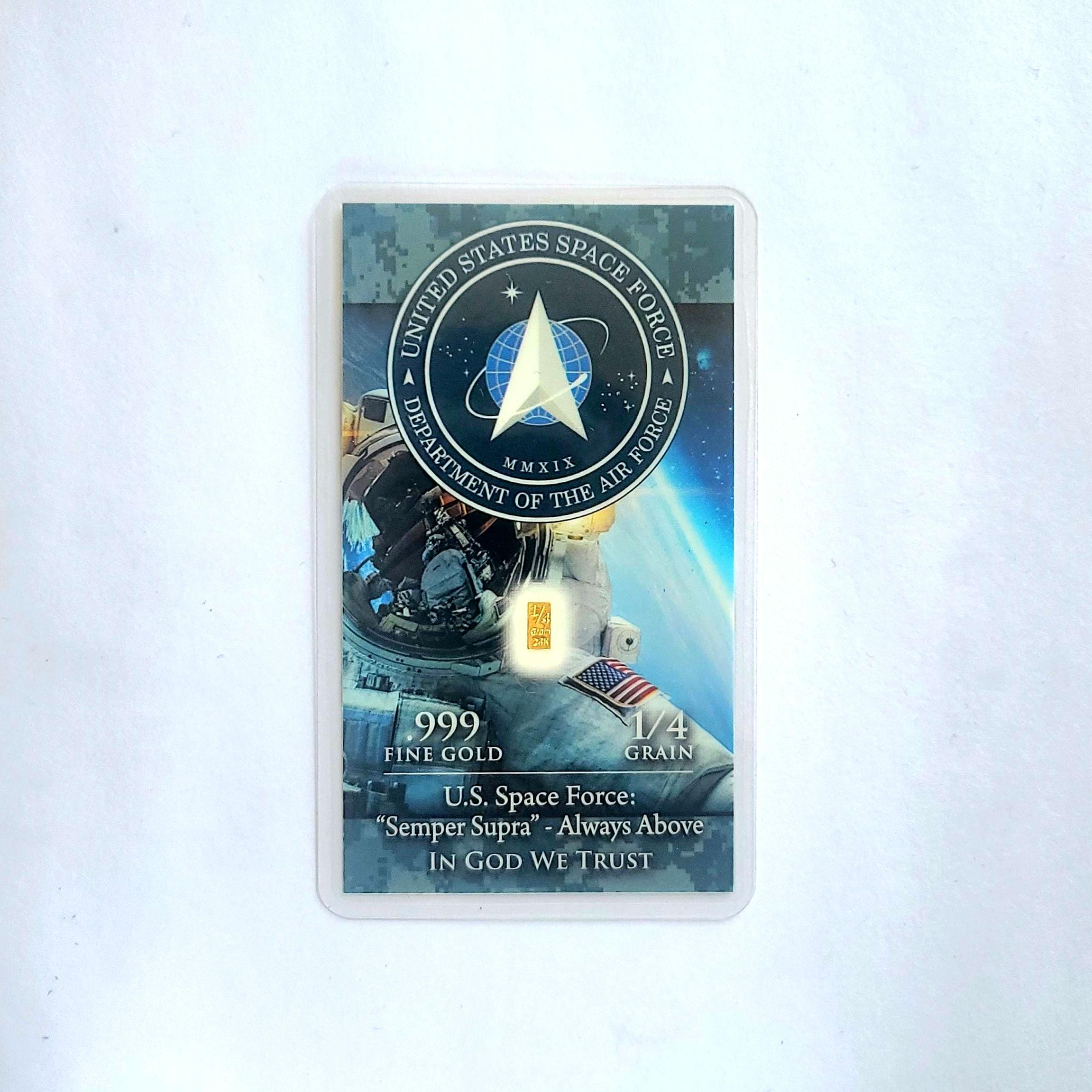 U.S. Space Force - 1/4 Grain .999 Fine 24k Gold Bullion Bar In COA Card