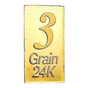 3 Grain .9999 Fine 24k Gold Bullion Bar