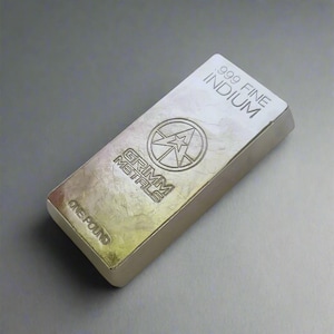 1 Pound .999 Fine Indium Bullion Bar - Hand Poured - Hand Stamped - Grimm Metals - Certified
