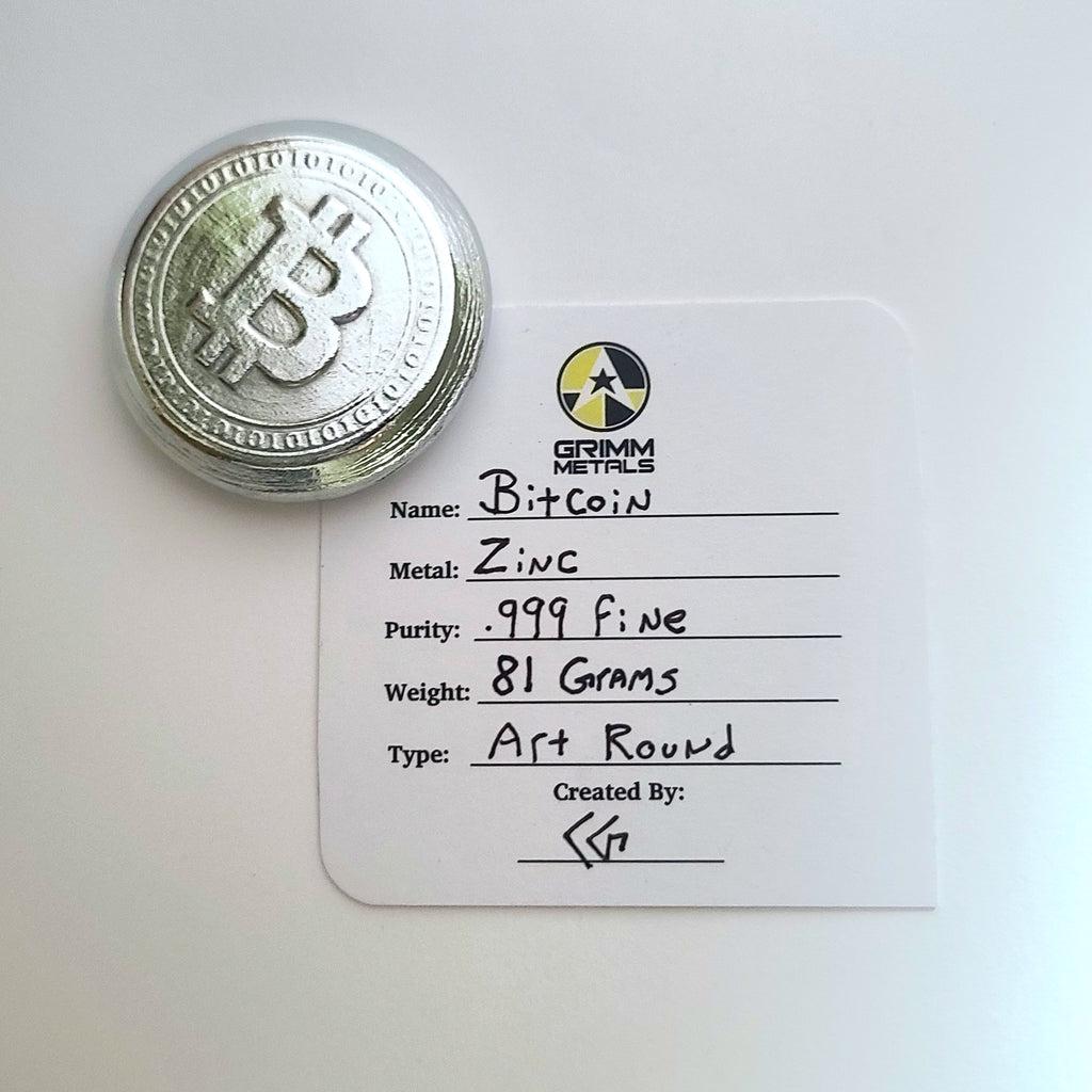 Bitcoin - .999 Fine Zinc Art Round ( 90 - 100 Grams ) - With Certificate of  Authenticity - Etsy Australia