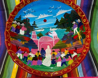 Vintage Mexican  Clay Hand Painted  Decorative Bowl