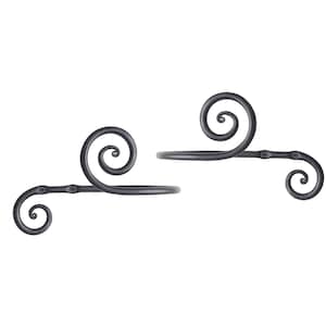 Set of 2 Wrought Iron Curtain Tiebacks, Handmade Drapery Holdbacks, Black Metal Hooks, Window Décor