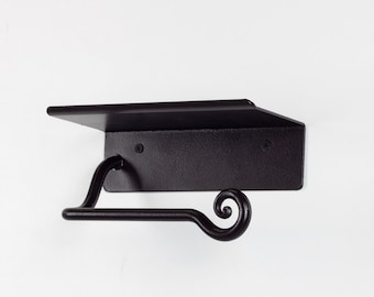 Toilet Paper Holder with Shelf | Forged TP Holder