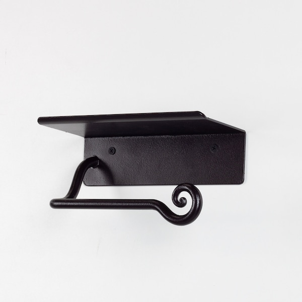 Toilet Paper Holder with Shelf | Forged TP Holder