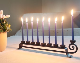 Judaica - Hanukkah Menorah, Handmade 9 branch hanukia , Israel Décor for Chanukah,(Black)