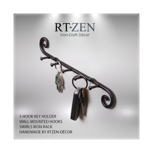 Wrought Iron Key Holder, Wall Mounted Key Rack, Entryway Organizer, Handmade Hooks by RTZEN-Decor