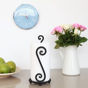 Handmade Wrought Iron Paper Towel Holder Stand, Free Standing Tissue Roll Holder, Industrial Rustic Kitchen Decorative Gift