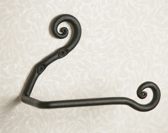 Hand Forged Toilet Paper Holder, Wrought Iron Black TP Holder, Bathroom Accessories, Decorative TP Roll Hanger