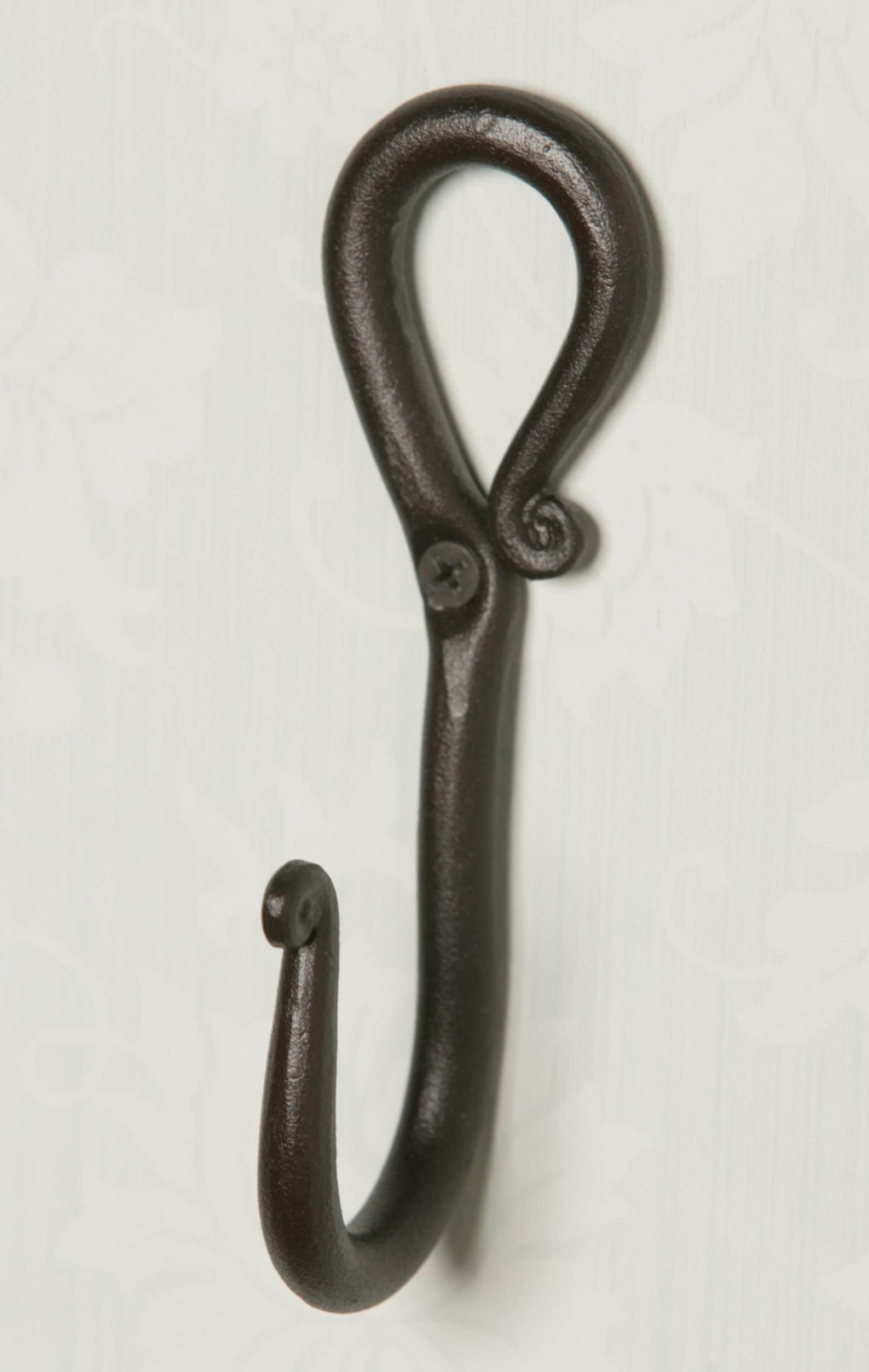 Ornate floral wrought iron wall hook