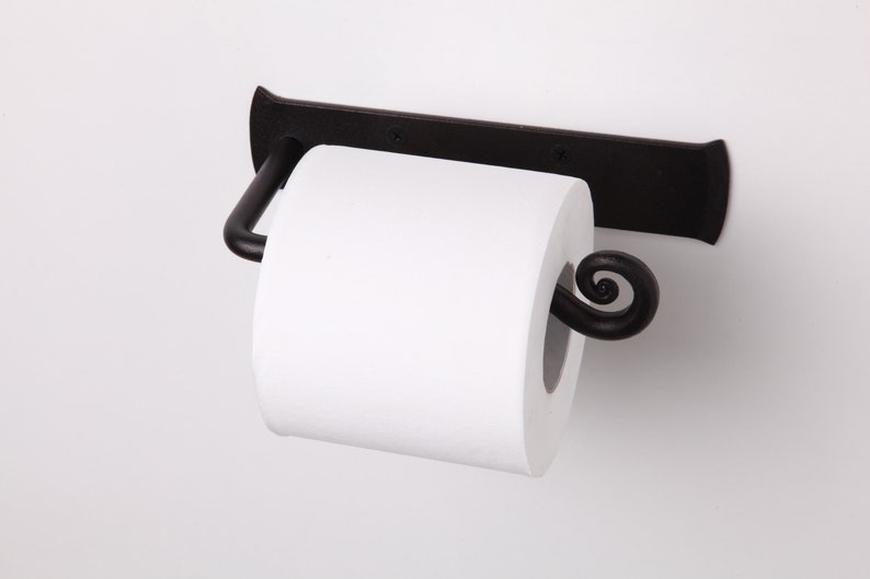 Rustic Tissue Holder. Forged Iron Toilet Paper Holder image 1