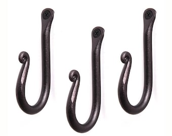 Set of 3 Forged Wrought Iron Towel Hook, Metal Robe Bathroom Hook, Bathroom Accessories, Rustic Coat Hooks, Kitchen Iron Hooks