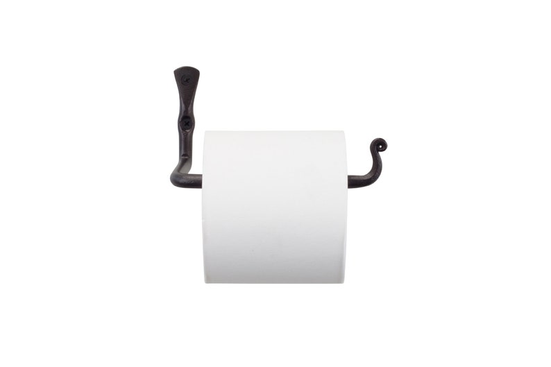 Hand Forged Toilet Paper Holder, Wrought Iron Black TP Holder, Bathroom Accessories, Decorative TP Roll Hanger image 10