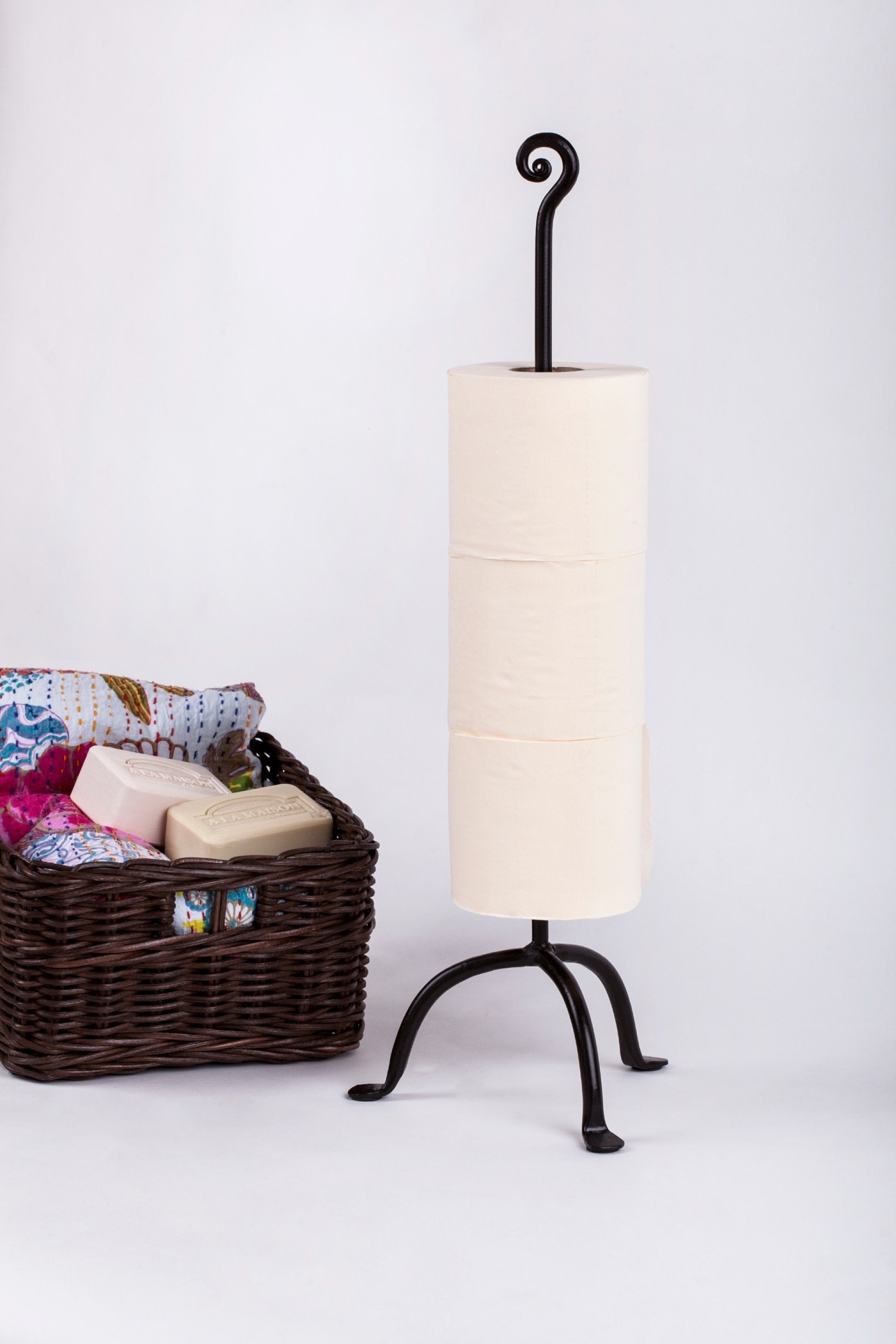 Wrought Iron Toilet Paper Stand Holder Reserve Swirl 4 Rolls Etsy UK